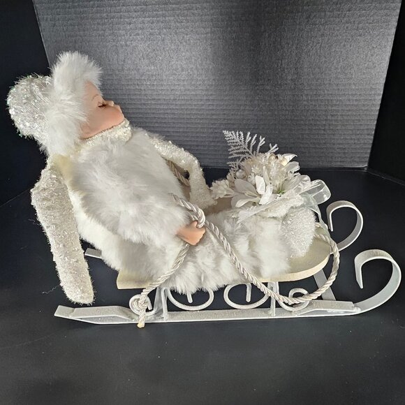 All White Heritage Signature Collection Porcelain Baby Doll in Winter Sleigh - Picture 6 of 11